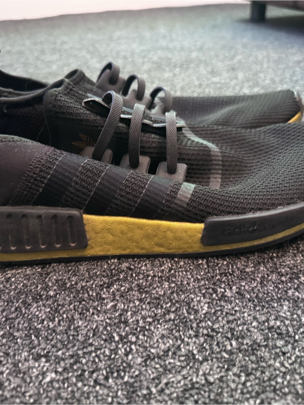 Men's adidas boost Black and gold Athletic Sneakers